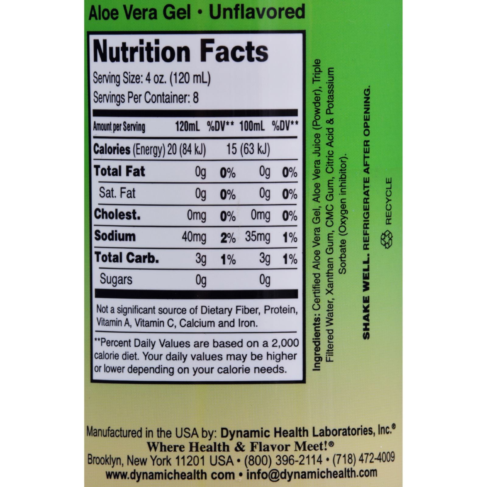 Aloe Vera Juice Nutrition Data Nutrition Pics