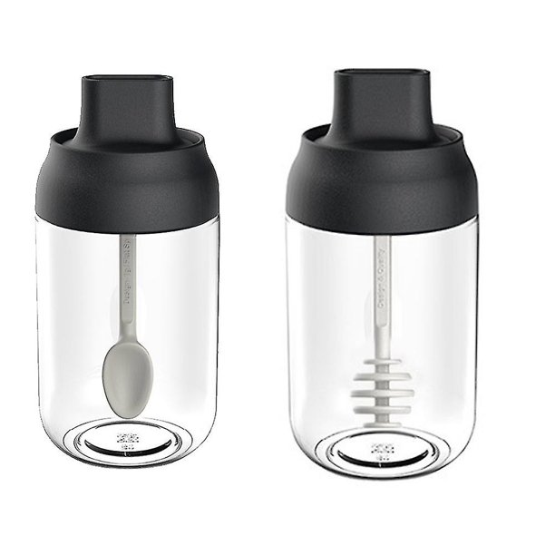 2 uds tarros de almacenamiento vacíos prácticos tarros de almacenamiento de especias contenedor de condimento multifuncional con tapa para cocina (botella de condimento + botella de miel) kaili Sencillez
