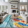 thumbnail image 3 of Summer Beach Large Area Rugs 6x9 ft Sea Beach Slippers Sea Stars Washable Rug Non Slip Indoor Carpet Absorbent Floor Mat for Living Room Bedroom Dining Room, 3 of 9
