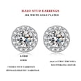 thumbnail image 6 of Jiamiaoi Halo Earrings 18K White Gold Plated Stud Earrings for Women 925 Sterling Silver Cubic Zirconia Earrings Studs Flat Diamond Stud Earrings Silver Earrings for Women, 6 of 8
