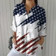 thumbnail image 1 of YLHFASHION Chemise à Imprimé Floral Drapeau Américain Rétro pour Femme Fête de l'Indépendance Impression Artistique Chemise Décontractée à Col en V Liquidation Chemises pour Femmes, 1 of 4