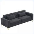 thumbnail image 5 of 85.8” 3-Seater Velvet Living Room Sofa – Classic Modern Style, Plush Comfort, Easy to Maintain | Black | Velvet | Square Arms, 5 of 17