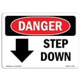 thumbnail image 1 of SignMission OS-DS-A-1218-L-2257 12 x 18 Po Signe de Danger OSHA - Descendre Flèche, 1 of 1