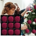 thumbnail image 7 of Christmas Balls Christmas Tree Decorations 9Pcs Velvet Christmas Balls 3.9inch Shatterproof Flocked Christmas Ball Ornaments Set Large Handmade Vintage Hanging Ornaments for Tree,Wedding Party, 7 of 7