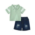 thumbnail image 4 of CARETOO Toddler Boy Clothes 2T 3T 4T 5T Summer Casual Cotton Fabric Polo Shirt Denim Shorts Set, 4 of 15