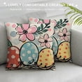 thumbnail image 3 of Chilfamy Happy Easter Pillow Covers, Rabbit Bunny Floral Eggs Carrots Cross Polka Dots Striped Farmhouse Decorative Throw Pillowcases for Home Sofa Couch Decoration，Multi-Size, 3 of 5