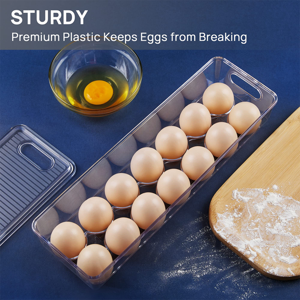 eggtrat 14box Vtopmart Egg Keeper Organizer, Stackable Fridge Box Case, 2