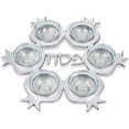 thumbnail image 5 of Zion Judaica Artistic Passover Seder Plate Pomegranate Shape Seder Tray Shiny Silver Aluminum with 6 Glass Liners/Dishes Marked with the Names of Symbolic Pesach Foods Passover Plate Decor, 5 of 7