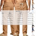 thumbnail image 3 of Men's Casual Linen Pants Elastic Waist Drawstring Lightweight Relaxed Fit Trousers Summer Beach Yoga Lounge Pants with Pockets Comfortable Daily Wear, 3 of 6