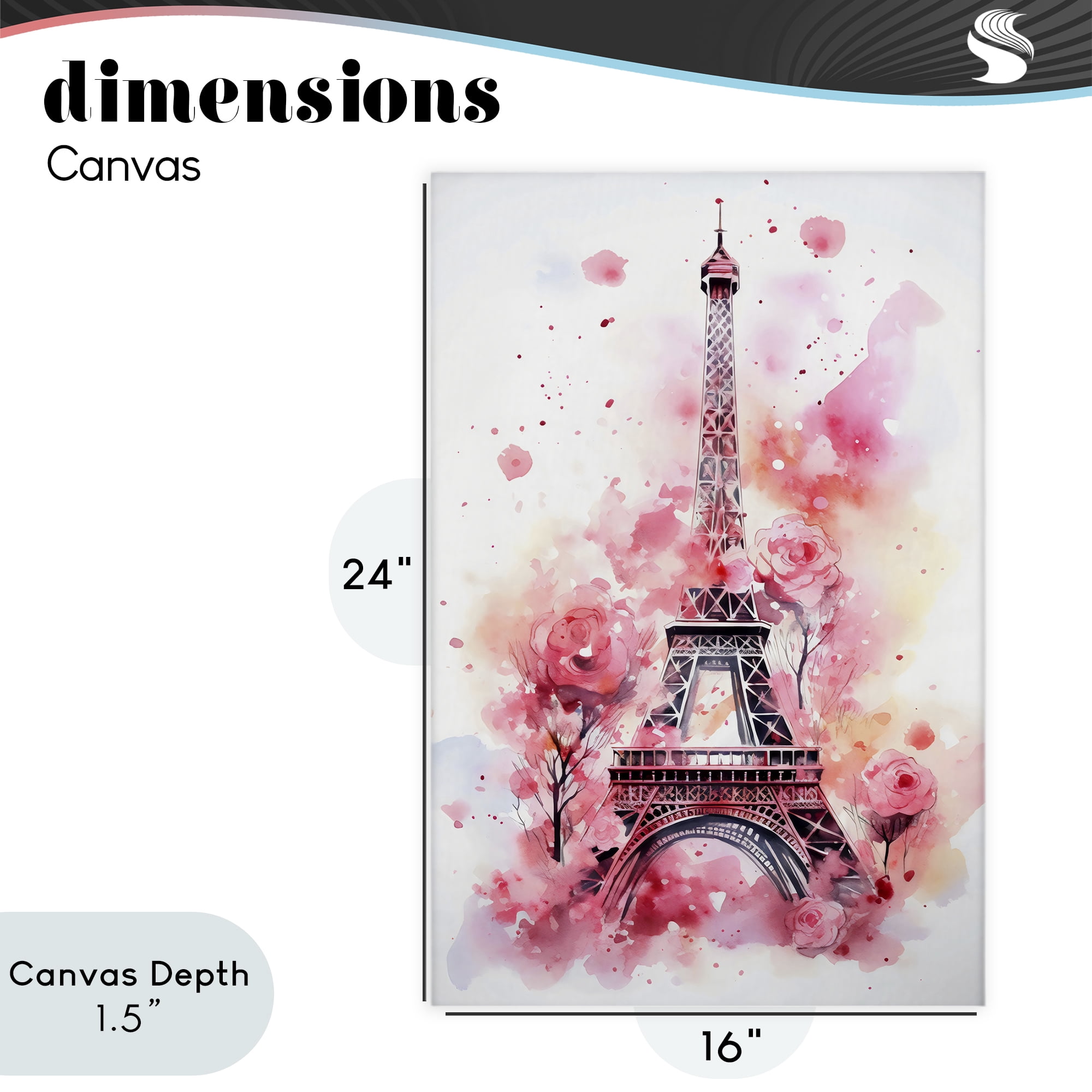 Stupell Industries Eiffel Tower In Roses Canvas Wall Art, design by Creative Studio