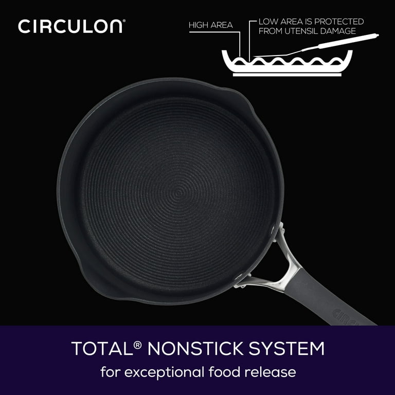 Circulon Cookware 3 Quart Covered Straining Saucepan with Pour Spouts in  Oyster Gray, NFM