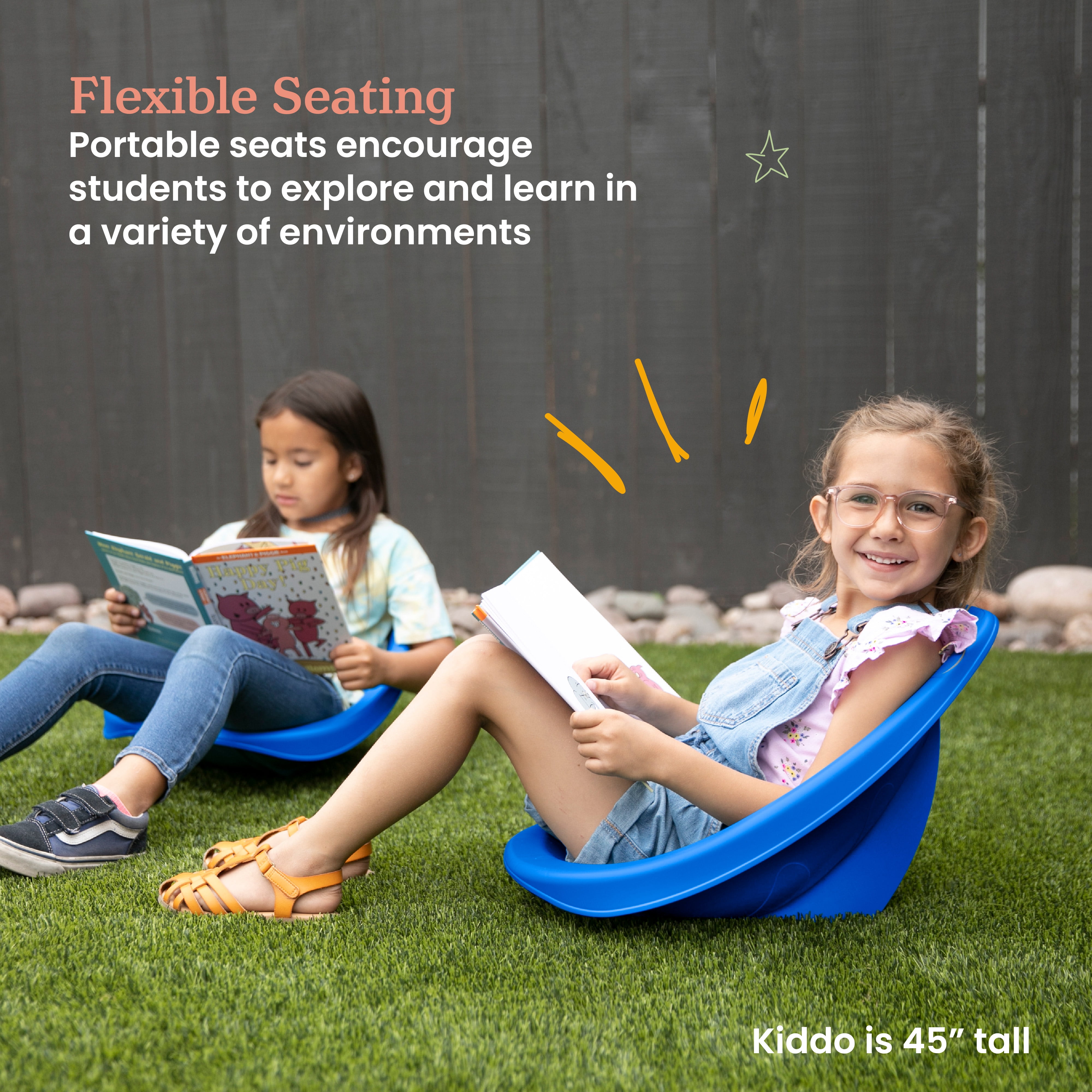 ECR4Kids Leaf Floor Seats with Mobile Leaf Seat Cart, Flexible Seating, Blue, 12-Piece