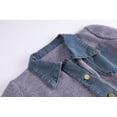 thumbnail image 4 of Women'S Denim Patchwork Sweater Cardigan With Ribbed Knit Notched Collar Loose Fit Tummy Control Tops, 4 of 11