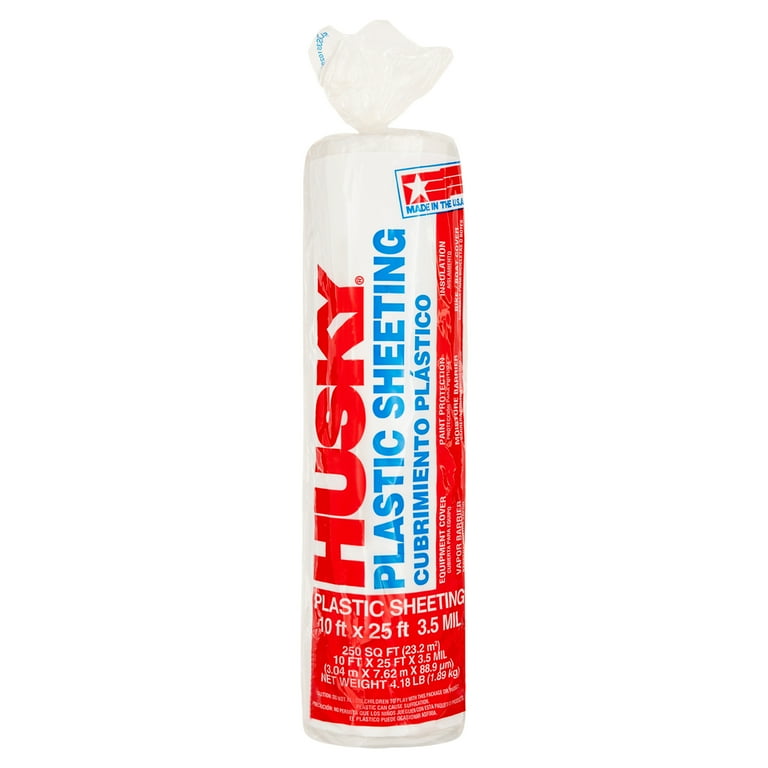 Husky 3.5 Mil Clear Polyethylene Sheeting, 10 foot by 25 foot Husky 3.5 Mil Clear Polyethylene Sheeting, 10 foot by 25 foot