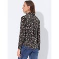 thumbnail image 3 of DARING DIVA Women's Long Sleeve Point Collar Ditsy Floral Shirt XS Black Red, 3 of 6