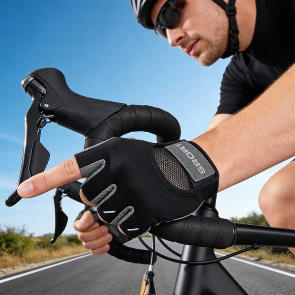 Half-Finger Fitness Gloves With Wrist Strap Fingerless Workout Gloves Gym Gloves Training Gloves Silicone Palm Padding