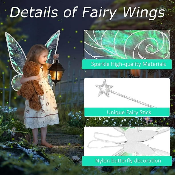 Set De Alas De Hada Para Niñas Con Diadema, Varita Estelar Y Orejas De Elfo - Disfraz De Fantasía Para Fiestas, Cosplay, Carnaval Y Cumpleaños
