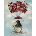 thumbnail image 2 of Fab Funky 20x24 Black Ornate Wood Framed with Double Matting Museum Art Print Titled - Blackbird In Teacup, 2 of 4