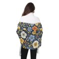 thumbnail image 4 of FORMRS Womens Scarf Winter Soft Long Big Warm Shawls Wrap Tassel Scarves, Navy Floral Pattern, 4 of 9