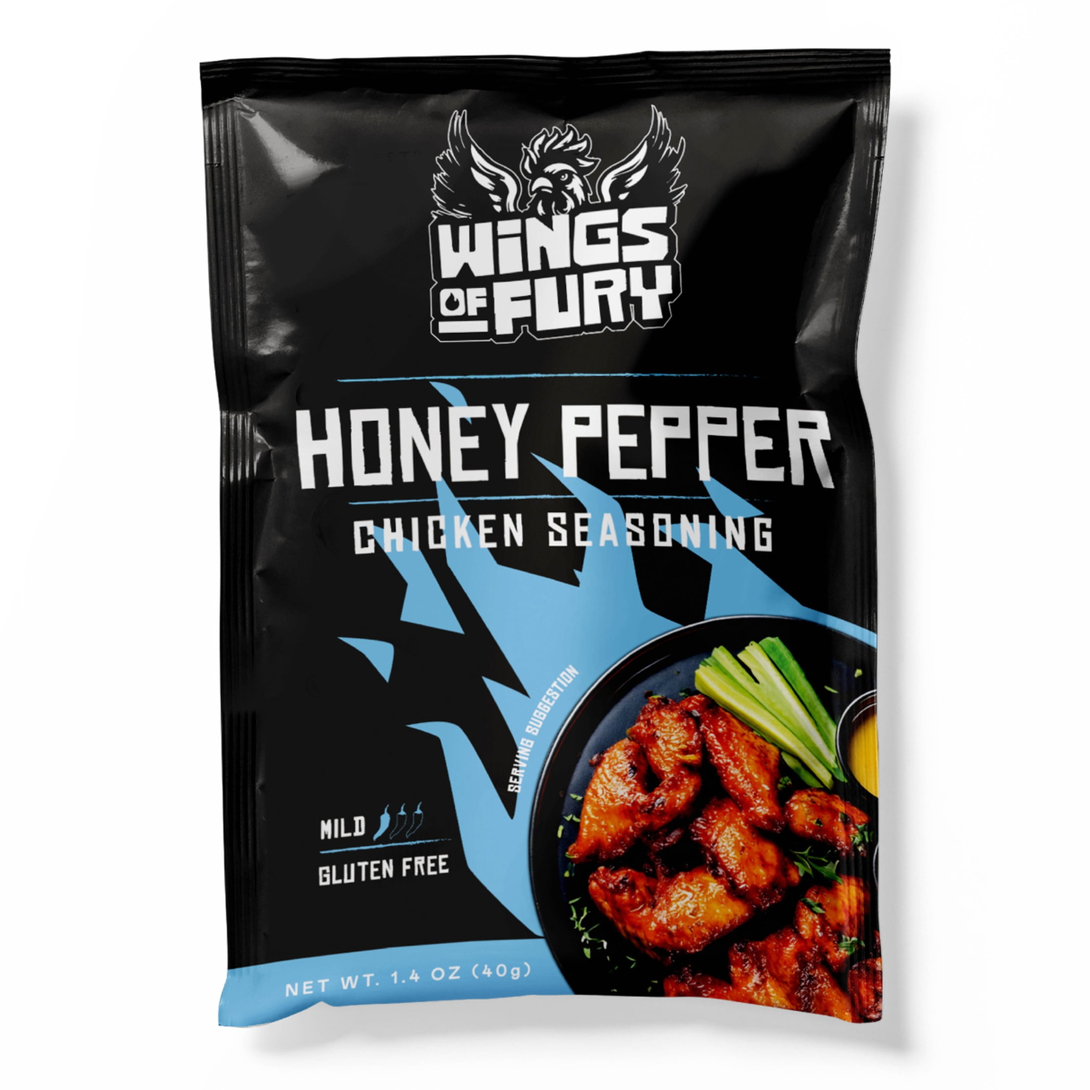 (12 pack) Wings of Fury Honey Pepper Chicken Seasoning Mix, 1.4 oz. Packet (Shelf Stable)