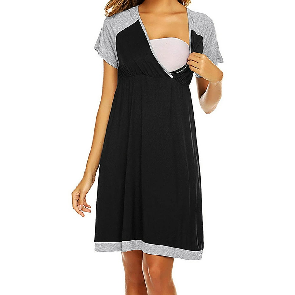 Selfieee Selfieee Women's Nursing Nightgown for Breastfeeding Short