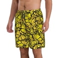thumbnail image 3 of KLL Yellow Butterflies Men's Casual Summer Beach Shorts Hawaiian Shorts with Pockets-Small, 3 of 6