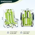 thumbnail image 4 of Ktaxon Backpack Beach Chair, 5-Position Protable  Beach Chair, Light-Weight Foldable Camping Chair with Back Storage Bag & Cooler Pouch and Side Bags for Beach Poolside (Low, Green Stripes), 4 of 10