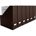 thumbnail image 1 of Blu Monaco Foldable Aqua Magazine File Holder with Leather Label Holder - Set of 6 - Cardboard Magazine File Boxes Desk File Organizer, 1 of 4
