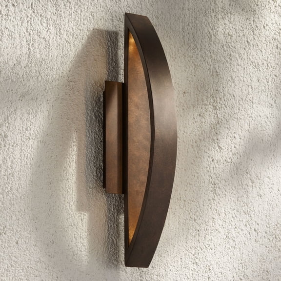 Possini Euro Design Modern Outdoor Wall Light Fixture LED Coppered Bronze 20 1/2" Arching Frame for Exterior House Porch Patio