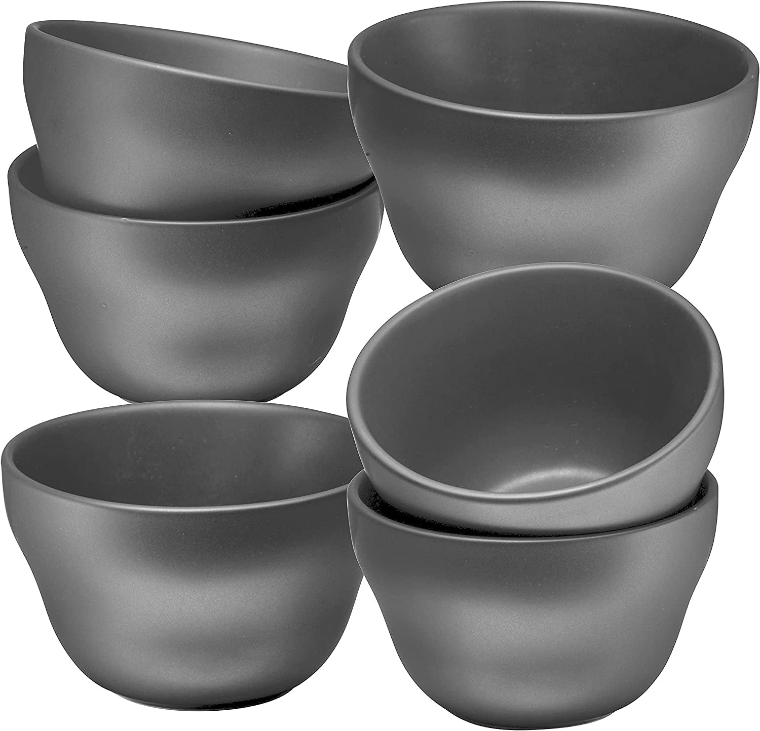 Bruntmor Ceramic Dessert Bowls Gray Set 8 Oz Durable Ceramic Bowls set