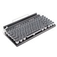 thumbnail image 4 of Teclado de máquina de escribir de 83 teclas, teclado mecánico inalámbrico Bluetooth vintage con tapa redonda de metal, color negro, 4 of 12