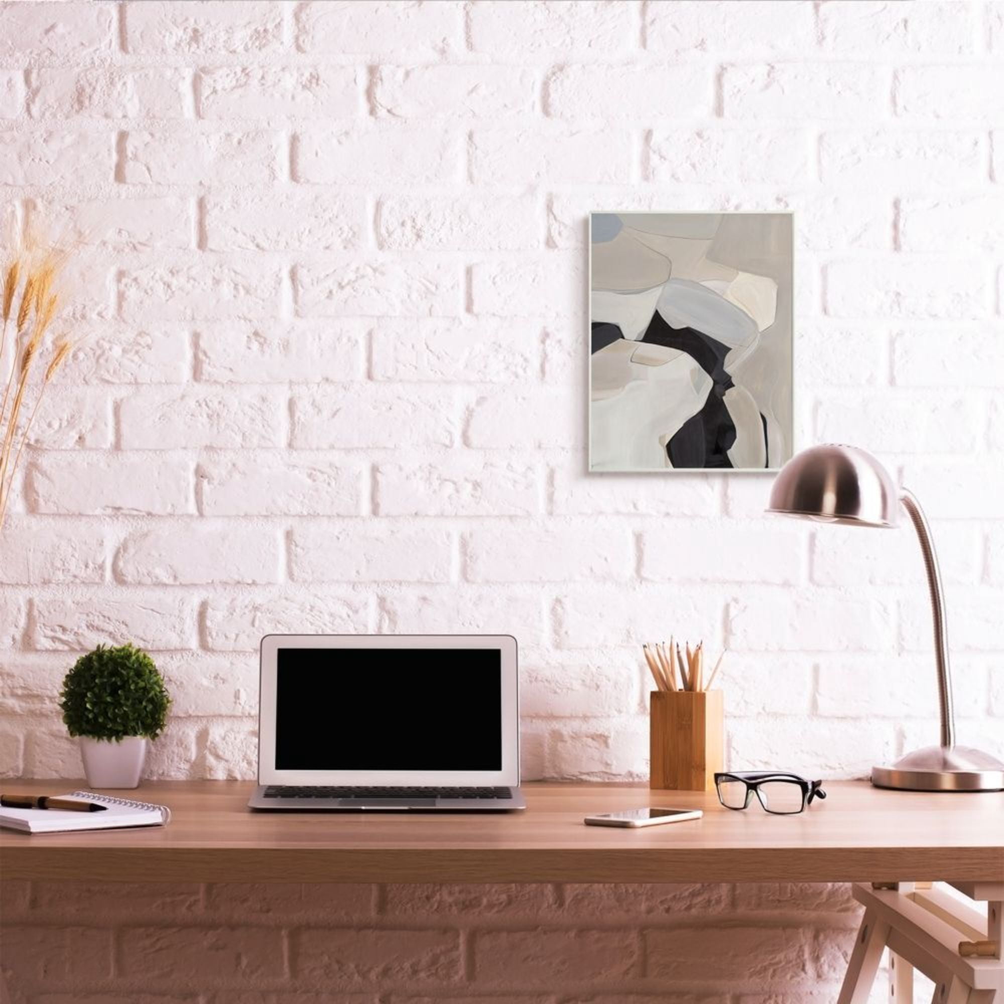 Stupell Industries Soft Rounded Curves Abstract Design Beige Black Design by Third and Wall