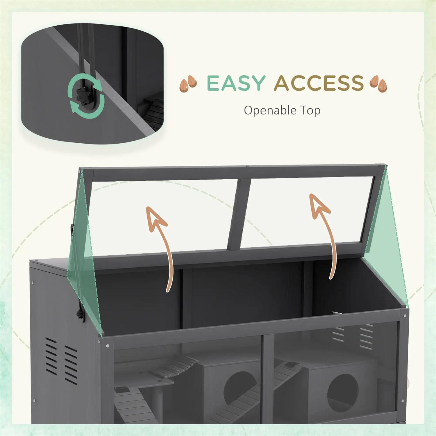 Pefilos Wooden Hamster Cage with Suspension Bridge, Ladders, Seesaws, Water Bottle, Small Animal Cage for Syrian Hamsters Degus or Other Similar, Gray