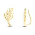 thumbnail image 2 of AFFY Tiny Olive Leaf Ear Crawler Climber Earrings Womens in 14k Yellow Gold over Silver, 2 of 6