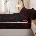 thumbnail image 5 of Homewish Black Red Boho Zipper Queen Comforter Set with Fitted Sheet and 2 Pillowcases,Rustic Exotic Paisley Zipper Bedding Set,Black Reversible,4pcs, 5 of 8