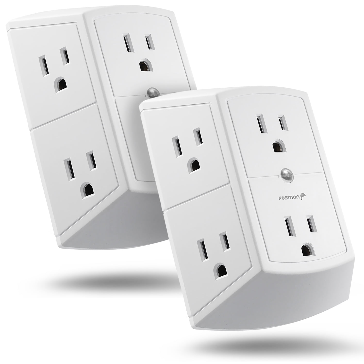 2X Grounded 3 Outlet Triple AC Wall Plug Power Splitter 3-Way Electric Adapter 