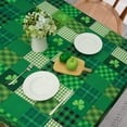 thumbnail image 2 of St. Patrick’s Day Tablecloth, Green Lucky Shamrock Table Cloth, Buffalo Plaid Checkered Tablecloths, Four Leaf Clovers Waterproof Tablecloth Rectangle for Dinner Party Decoration, 60 x 120 inch, 2 of 6