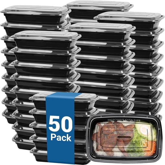 WESIRI 50-Pack 32 oz Reusable Meal Prep Containers 1 Compartment Food Storage Containers with Lids, Bento Box, Stackable, Microwave/Dishwasher/Freezer Safe, BPA Free
