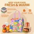 thumbnail image 5 of Pioneer Flower Floral Print Pattern Insulated Lunch Bag for Women & Adults,Large Portable Soft Cooler Lunch Bag,Thermal Food Storage Tote with Pearl Cotton,8.66L,8.75x5.75x9.5 Inch, 5 of 6