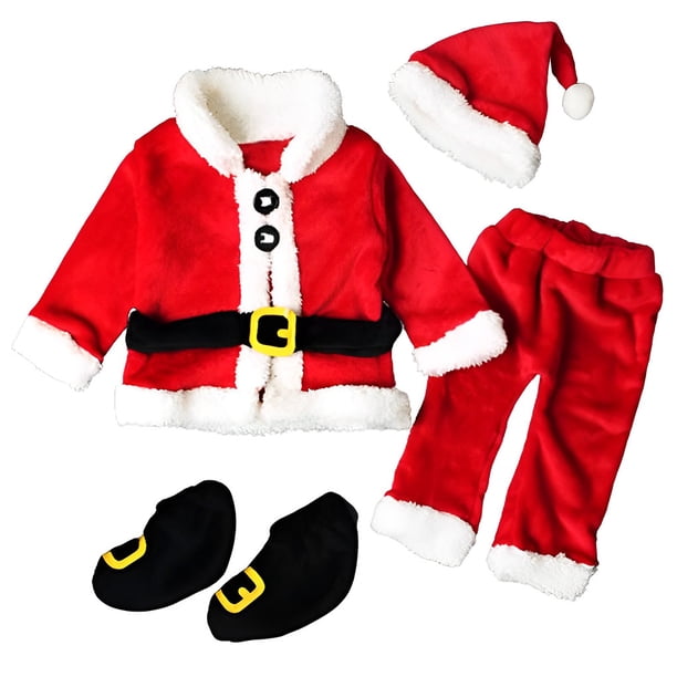 Jumpingount Conjunto de traje de Papá Noel para niños pequeños, decoración de ropa, vestido de Navidad para niños adorables, accesorio de ropa, Disfraces de disfraces Rojo setenta Jumpingount AP013956-01B