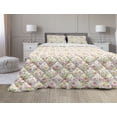 thumbnail image 1 of Garden Art Comforter & Sham Bedding Set, Thriving Botany Themed Spring Peony Blossoms and Buds on Off White Background, 3 pcs Duvet Set Microfiber Filling Quilt, 5 Sizes, Multicolor, by Ambesonne, 1 of 4