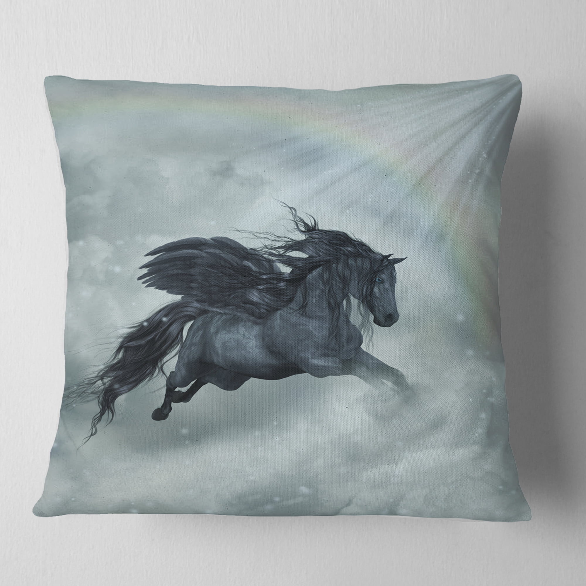 Designart Pegasus in the Heaven - Animal Painting Throw Pillow - 18x18