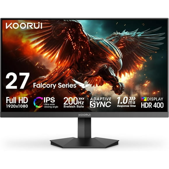 KOORUI 27 Pouces 1920 x 1080 200 Hz Moniteur de Jeu IPS FreeSync Premium (AMD Adaptive Sync) 89 % DCI-P3 G2711P