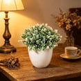 thumbnail image 4 of Leodye 1PCS Mini Simulated Green Bonsai Potted Plant Artificial Desktop Ornament Natural Style Faux Flower Decor for office Bedroom Table Layout -6.3x6.3x6.3in, 4 of 6