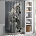 thumbnail image 5 of Abstract Funny Animal Shower Curtain, 72" x 84", Horse Sitting on The Toilet Waterproof Bathroom Curtain Washable Shower Curtain Set with 12 Hooks, 5 of 8
