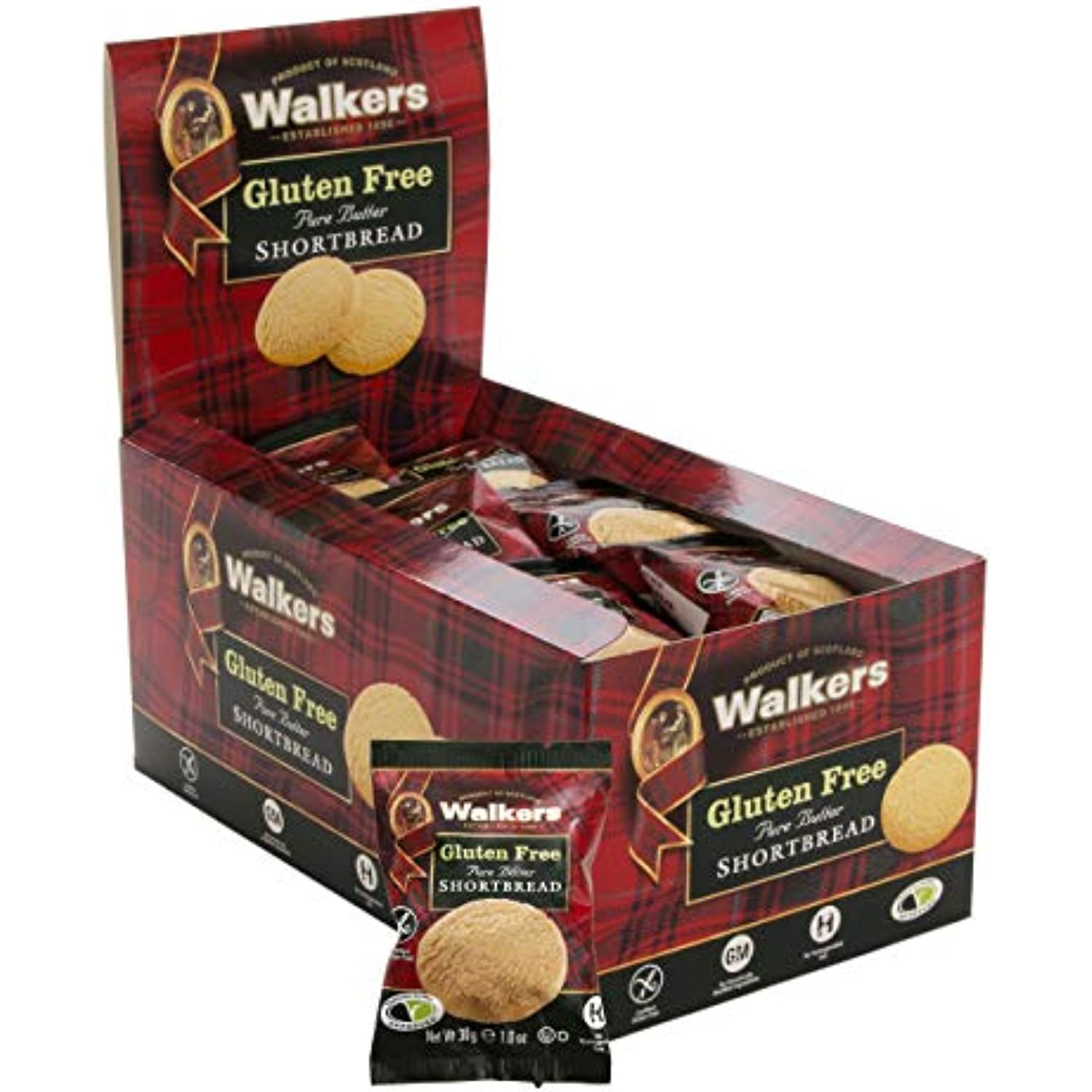 Walkers Shortbread Gluten Free Rounds Snack Packs, 24 Count