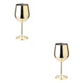 thumbnail image 1 of Naiovety Copa de vino de acero inoxidable, recipiente para bebidas de una sola capa, copa para bebidas con tallo, herramienta de cocina, copas Oro 2piezas, 1 of 6