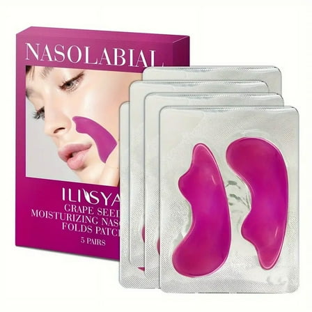5 Pairs Grape Seed Nasolabial Folds Patch, Lift, Tighten Facial Mask With Collagen, Moisturizing Gel Sticker Facial Mask - Moisturize And Firm Skin - Daily Facial Mask