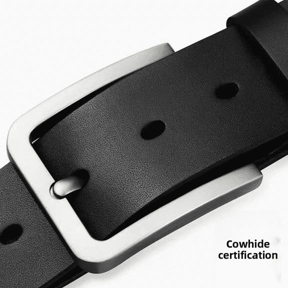 Real cowhide pin buckle belt Men's single-layer leather perforated belt Versatile casual jeans belt