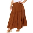 thumbnail image 4 of Agnes Orinda Women's Plus Size Swing Skirt Elastic High Waist Layered Flowy Casual Beach A Line Maxi Skirts 1X Caramel, 4 of 6
